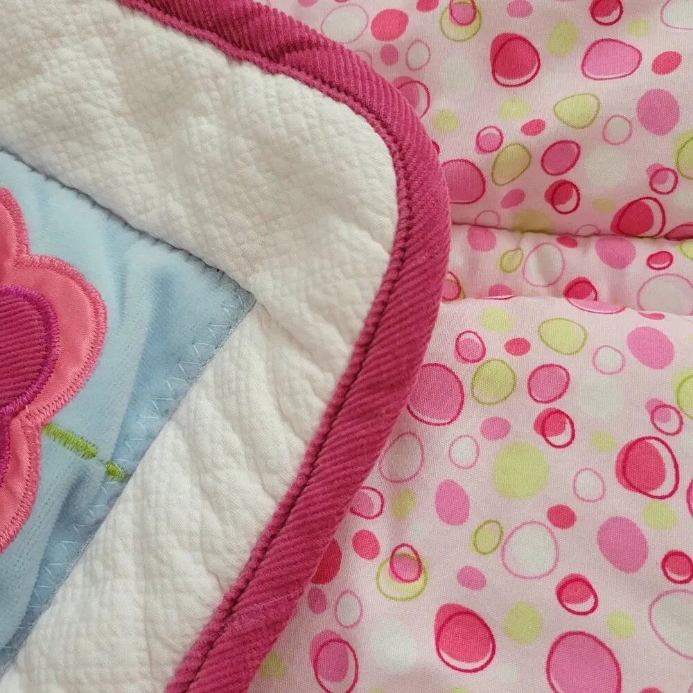 Y2K Lambs & Ivy Comforter Quilt Blanket Flower Butterfly Baby Patchwork Girls